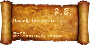 Hadady Benjámin névjegykártya